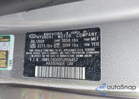 2025 Hyundai Elantra Sel Convenience z USA, uszkodzony, nr VIN KMHLS4DG9SU856457